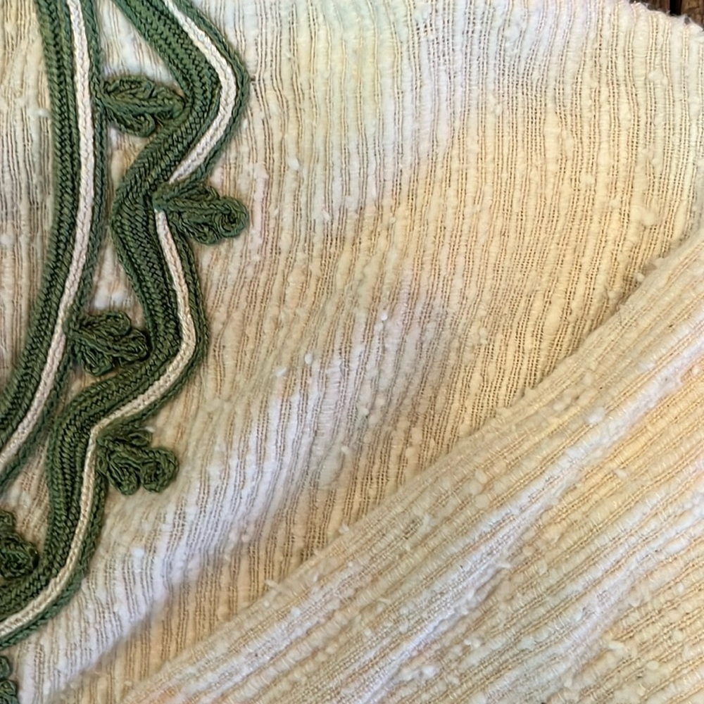 Morocco Boho Top Off White Green Vintage - Picture 7 of 9